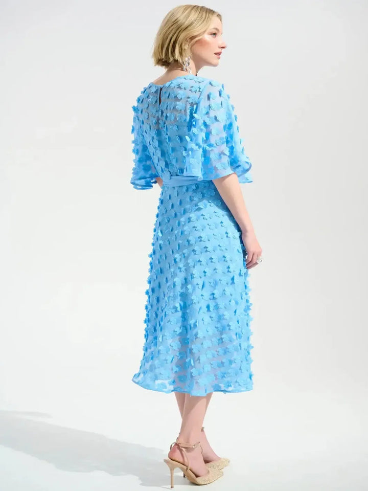 Joseph Ribkoff Embroidered Chiffon Dress In Sky Blue 261738-Nicola Ross