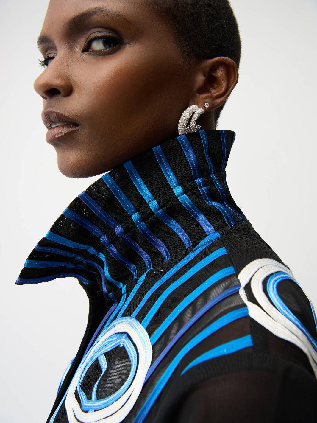 Joseph Ribkoff Embroidered Jacket In Black/Multi 261904-Nicola Ross