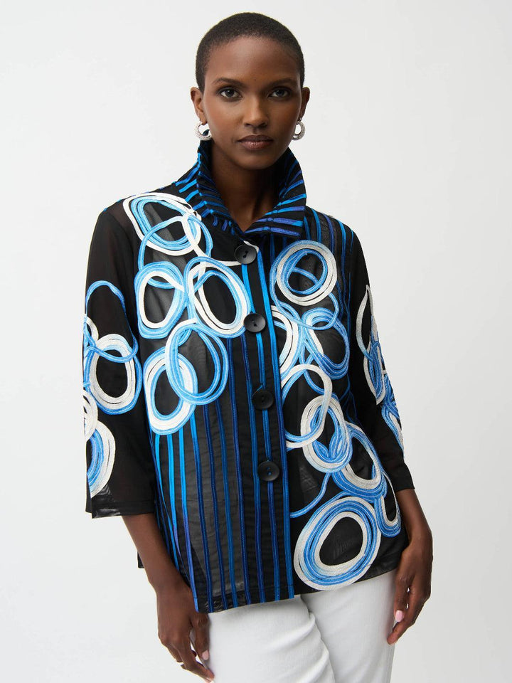 Joseph Ribkoff Embroidered Jacket In Black/Multi 261904-Nicola Ross