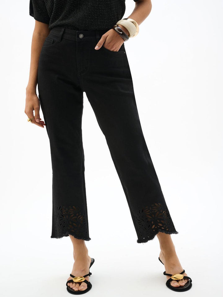 Joseph Ribkoff Embroidered Jeans In Black 262981-Nicola Ross