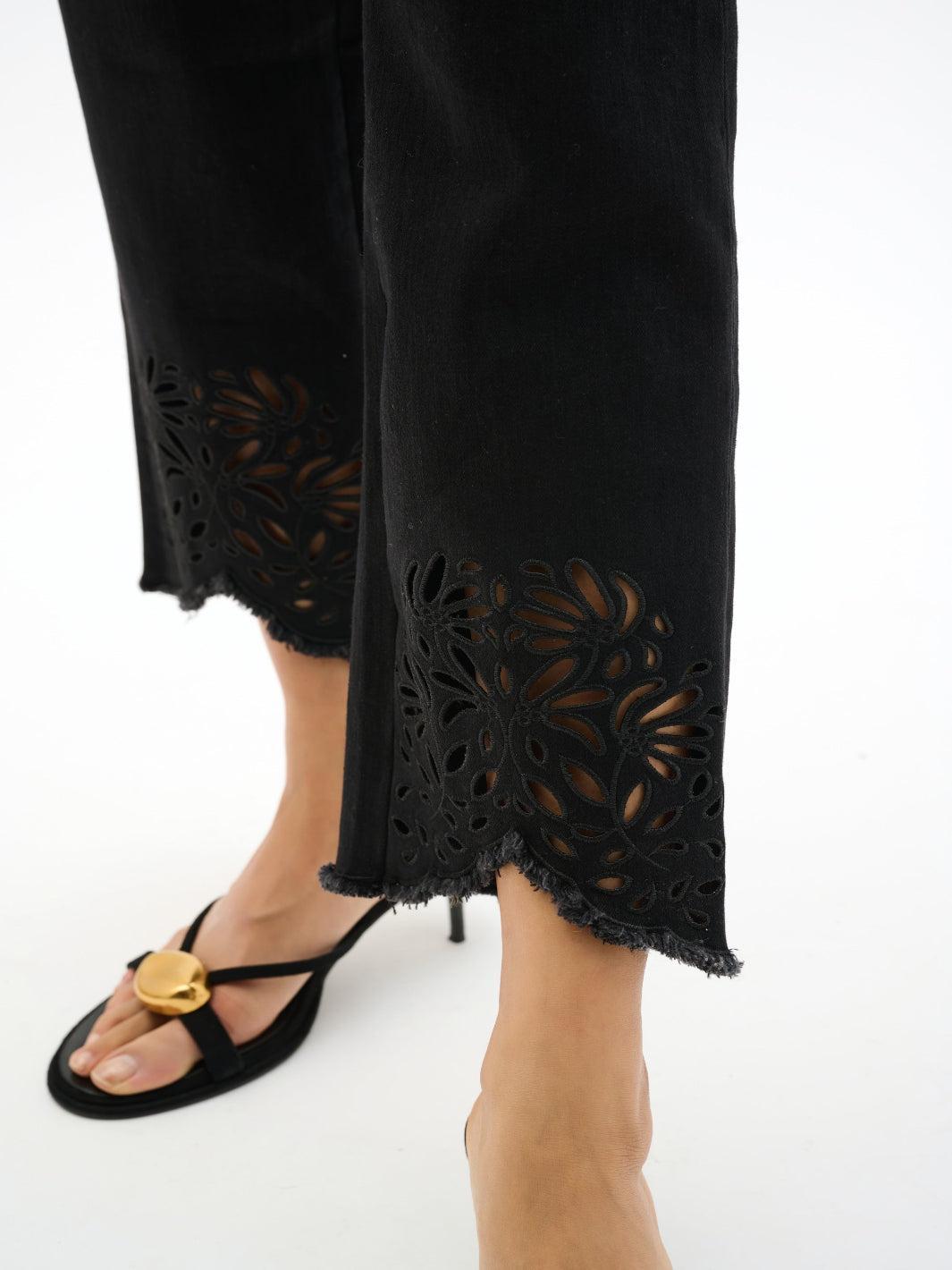 Joseph Ribkoff Embroidered Jeans In Black 262981-Nicola Ross