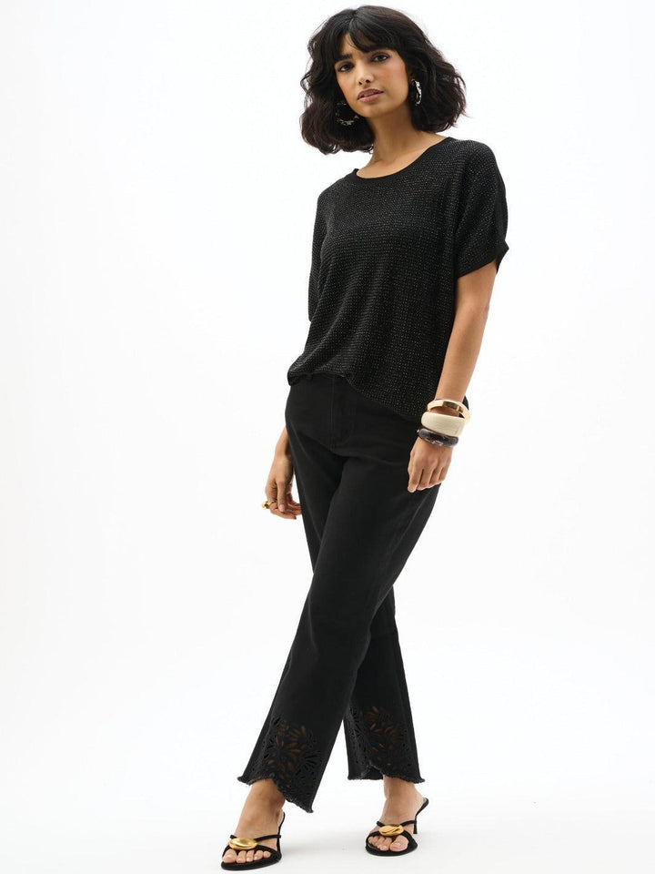 Joseph Ribkoff Embroidered Jeans In Black 262981-Nicola Ross
