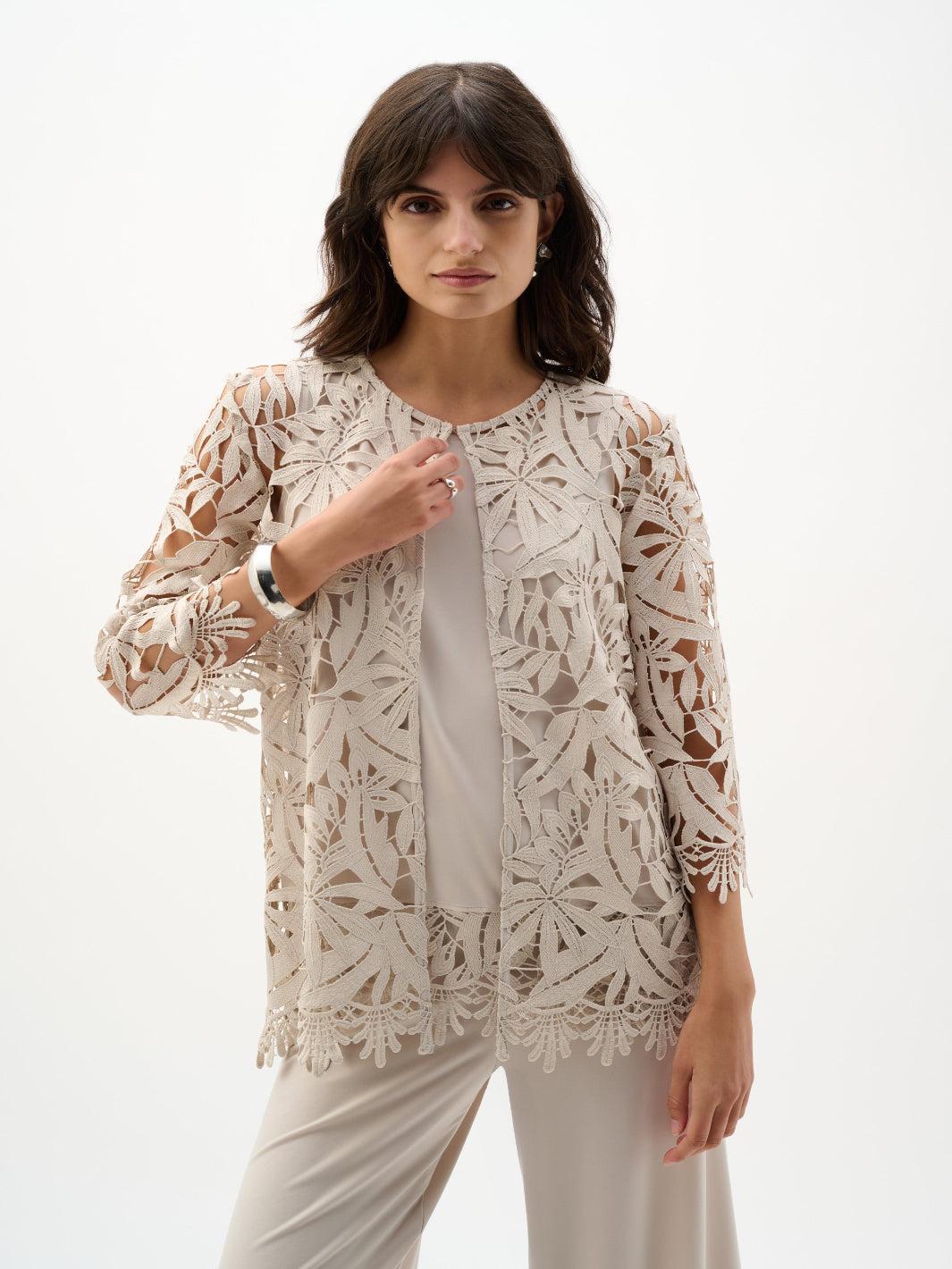 Joseph Ribkoff Embroidered Open-front Jacket In Moonstone 262096-Nicola Ross