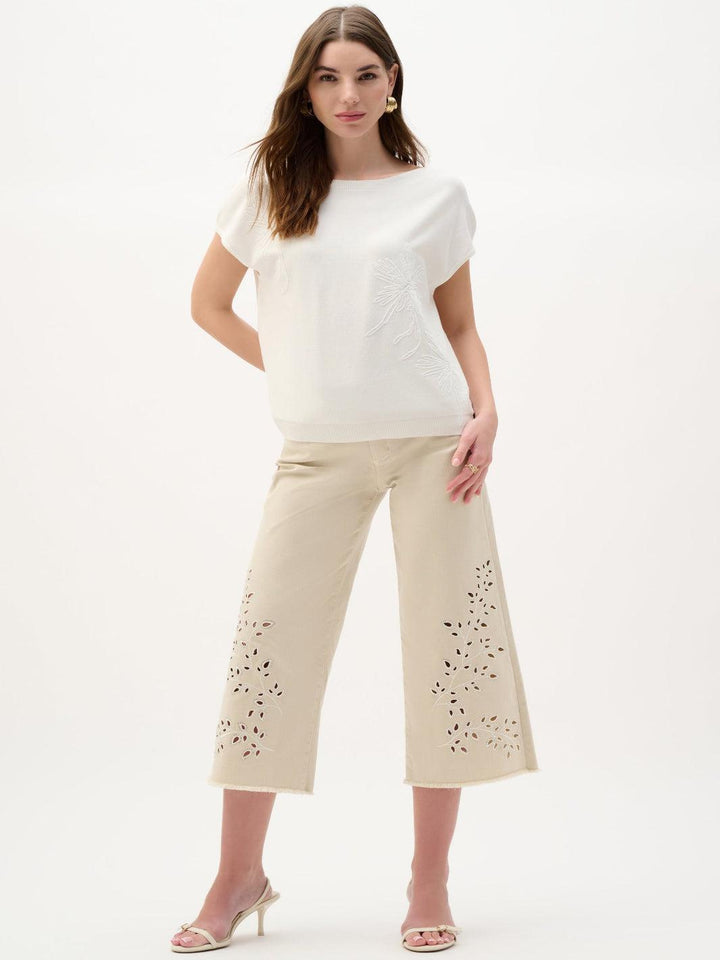 Joseph Ribkoff Embroidered Top In Vanilla 262942-Nicola Ross