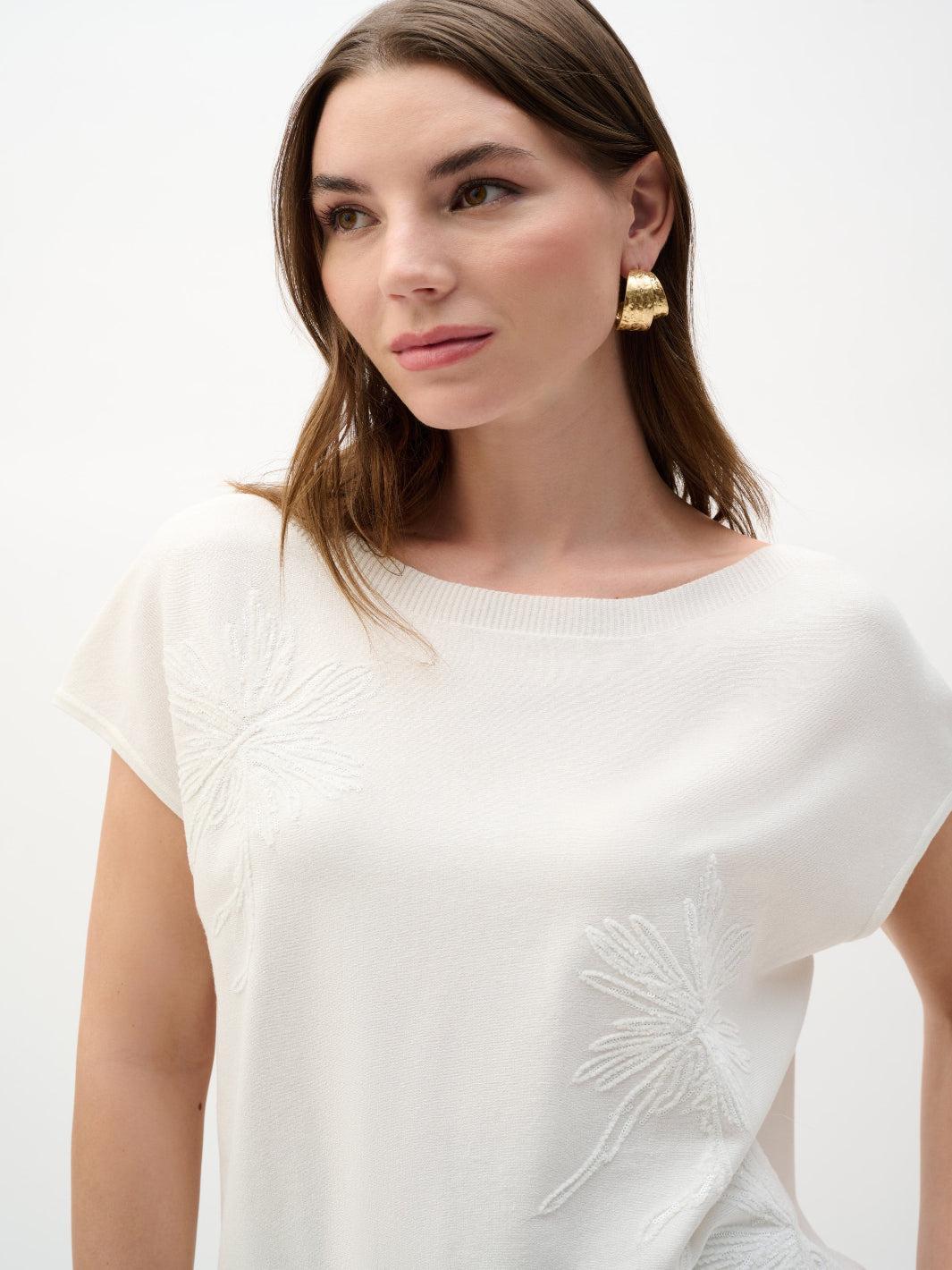 Joseph Ribkoff Embroidered Top In Vanilla 262942 – Nicola Ross