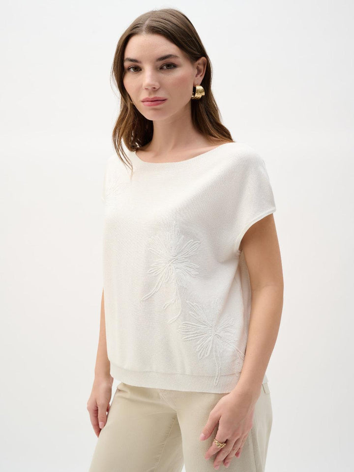 Joseph Ribkoff Embroidered Top In Vanilla 262942-Nicola Ross