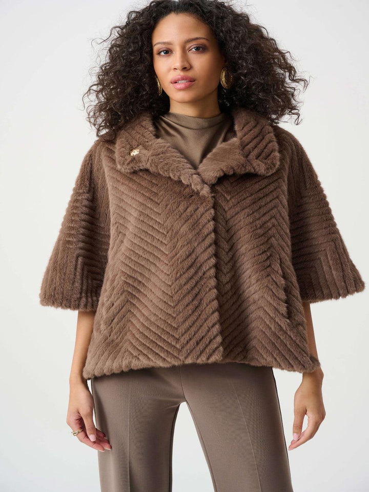Joseph Ribkoff Faux Fur Cape Jacket In Mink 263917-Nicola Ross