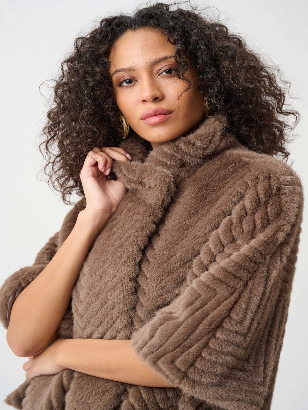 Joseph Ribkoff Faux Fur Cape Jacket In Mink 263917-Nicola Ross