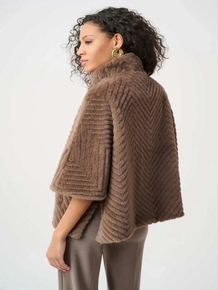Joseph Ribkoff Faux Fur Cape Jacket In Mink 263917-Nicola Ross