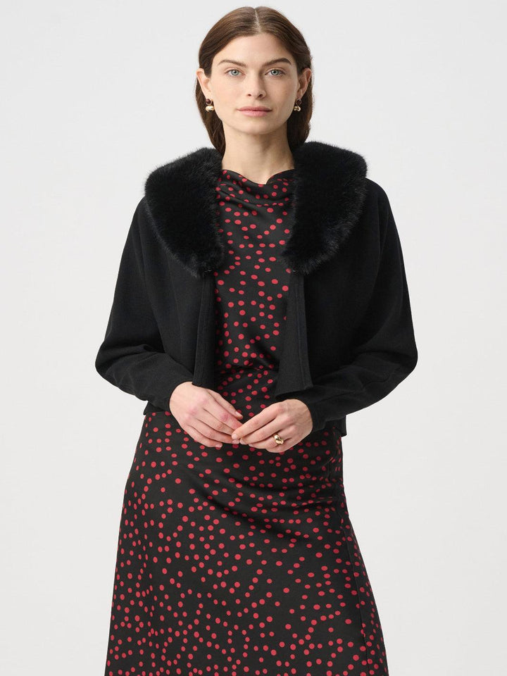 Joseph Ribkoff Faux Fur Cardigan In Black 264955-Nicola Ross