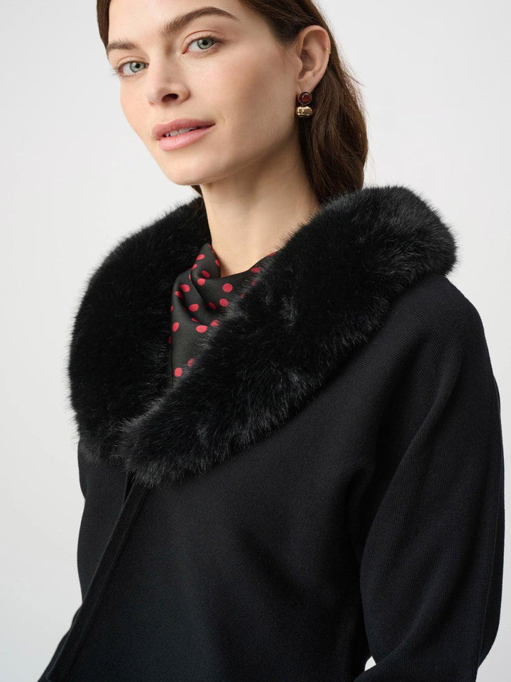 Joseph Ribkoff Faux Fur Cardigan In Black 264955-Nicola Ross