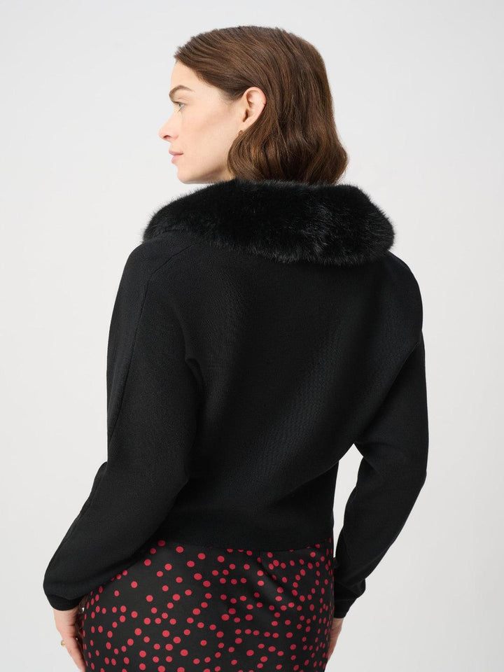Joseph Ribkoff Faux Fur Cardigan In Black 264955-Nicola Ross