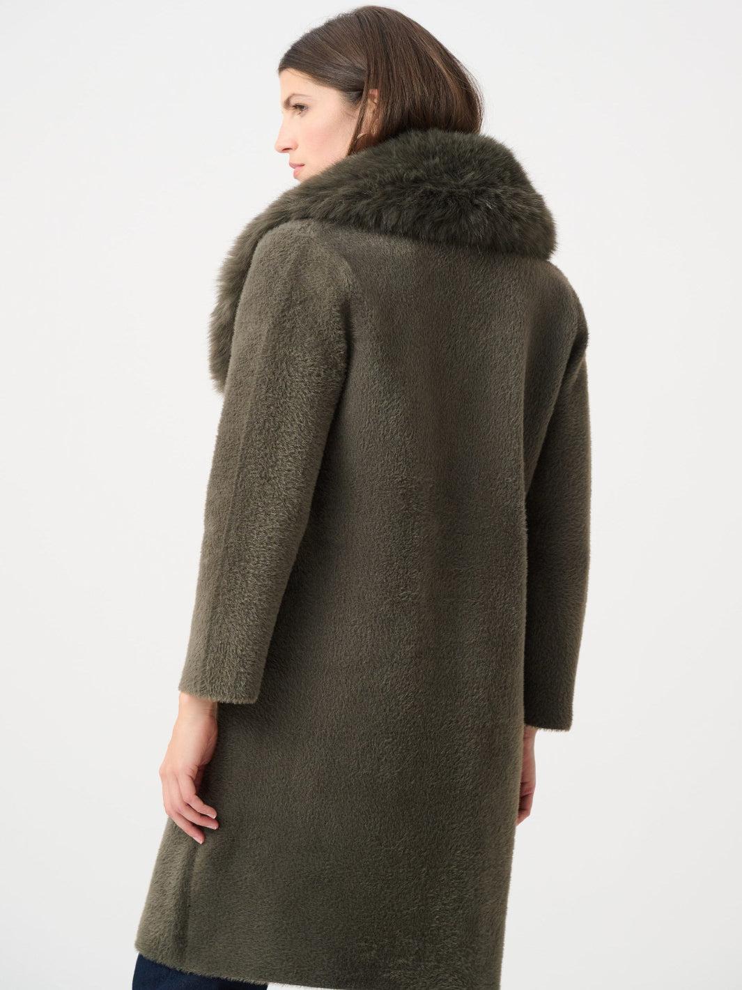 Joseph Ribkoff Faux Fur Coat In Avocado 263973-Nicola Ross