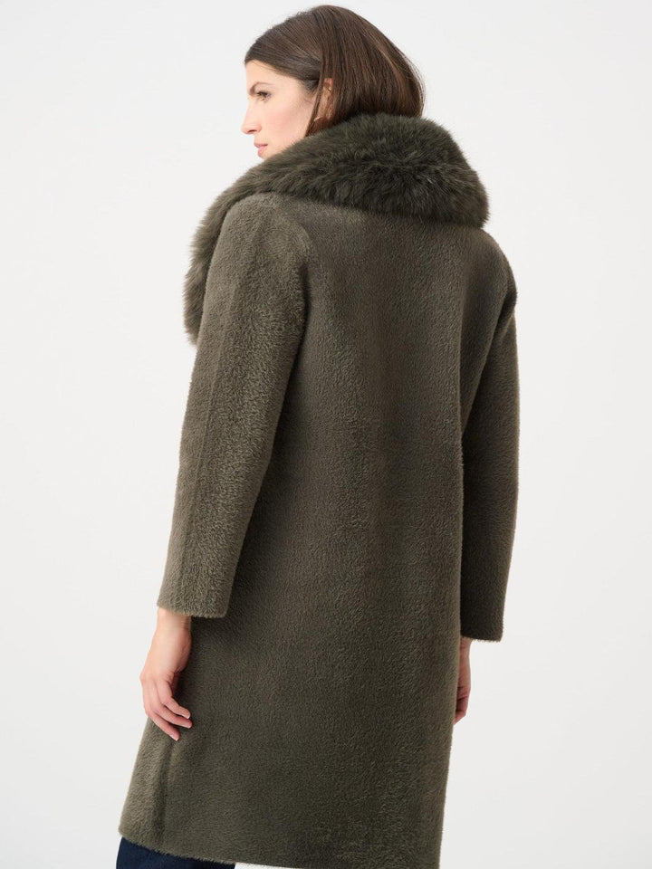 Joseph Ribkoff Faux Fur Coat In Avocado 263973-Nicola Ross