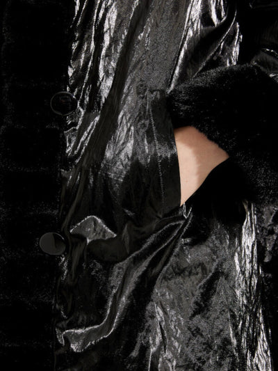 Joseph Ribkoff - Faux Fur Coat In Black 233900-Nicola Ross