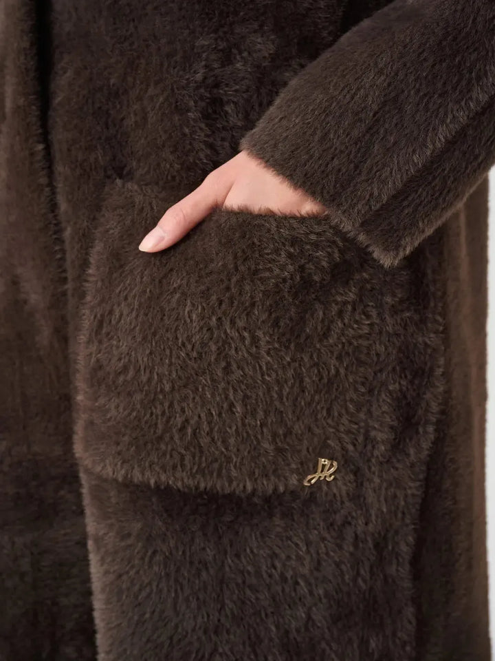 Joseph Ribkoff Faux Fur Coat In Mocha 263973-Nicola Ross