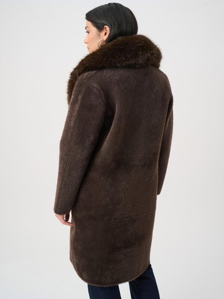 Joseph Ribkoff Faux Fur Coat In Mocha 263973-Nicola Ross