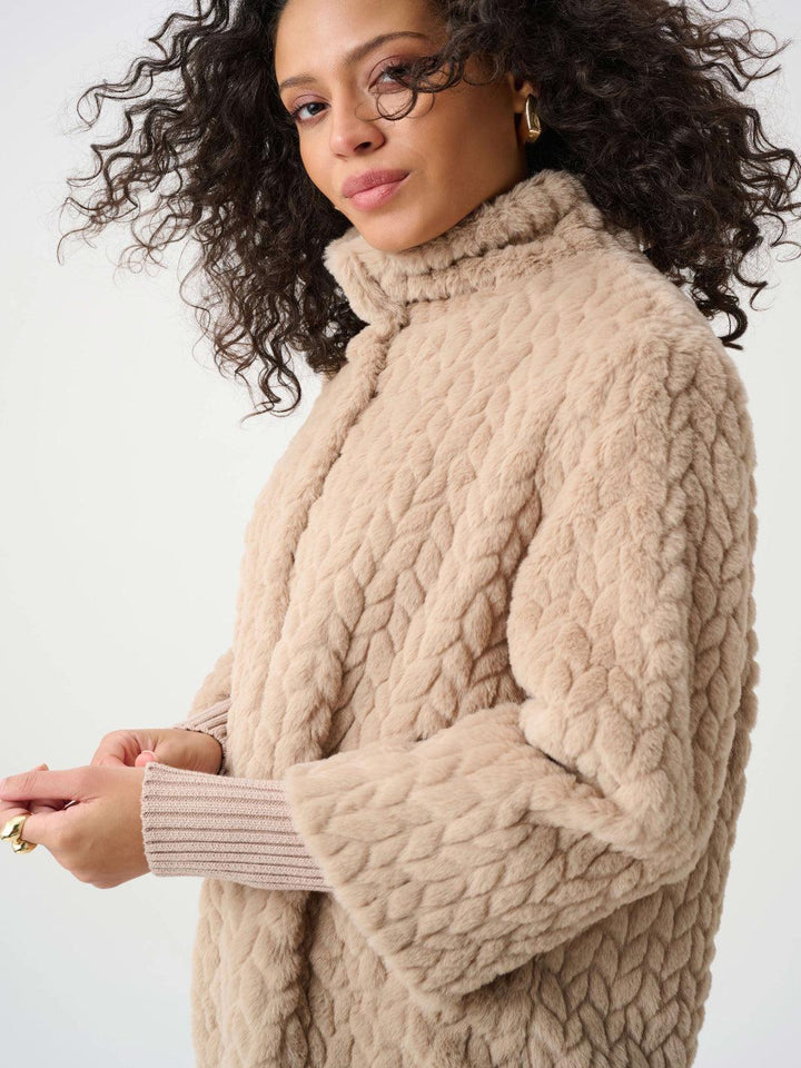 Joseph Ribkoff Faux Fur Coat In Soft Taupe 263915-Nicola Ross