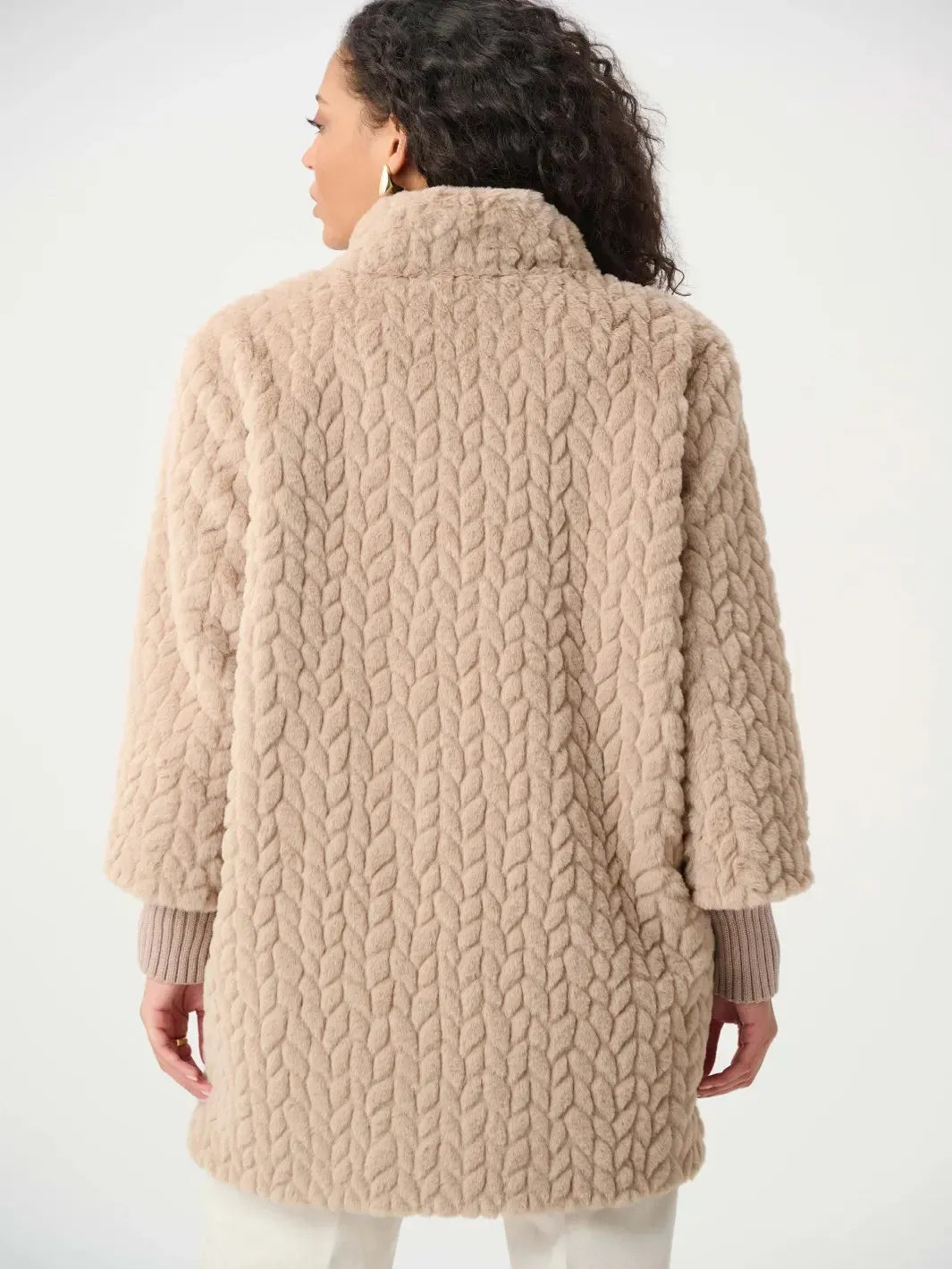 Joseph Ribkoff Faux Fur Coat In Soft Taupe 263915-Nicola Ross