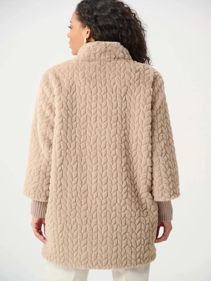 Joseph Ribkoff Faux Fur Coat In Soft Taupe 263915-Nicola Ross