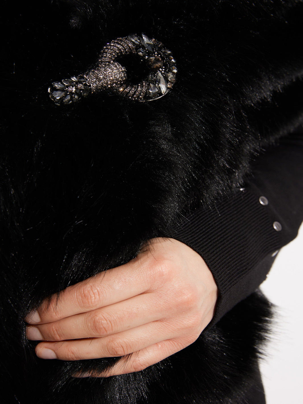 Joseph Ribkoff Faux Fur Cover up In Black 233796F25-Nicola Ross