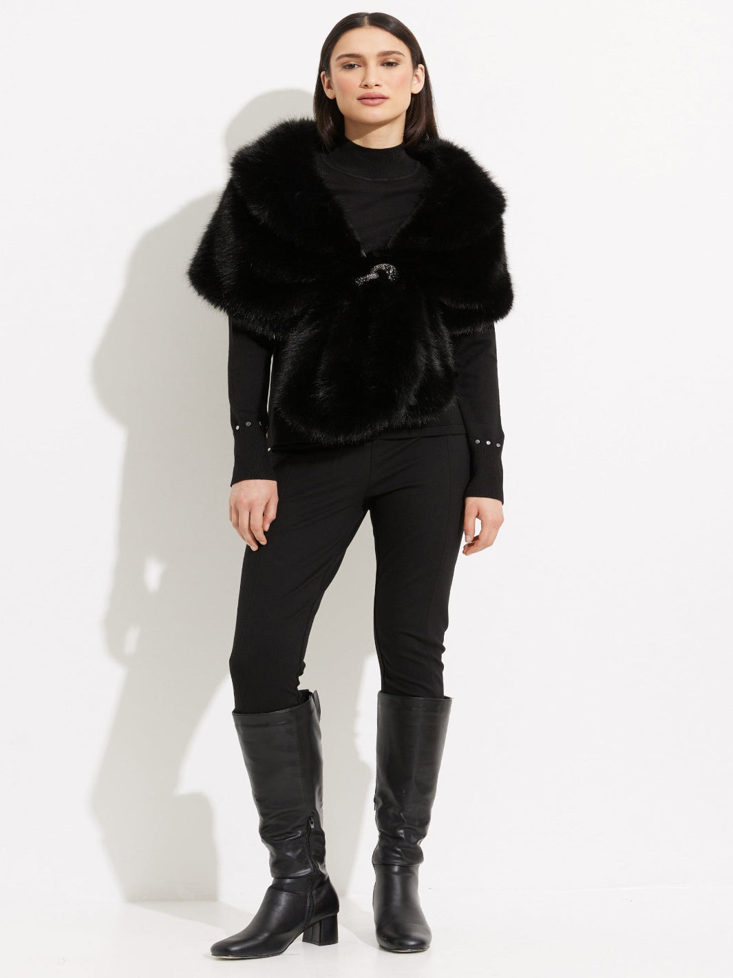 Joseph Ribkoff Faux Fur Cover up In Black 233796F25-Nicola Ross