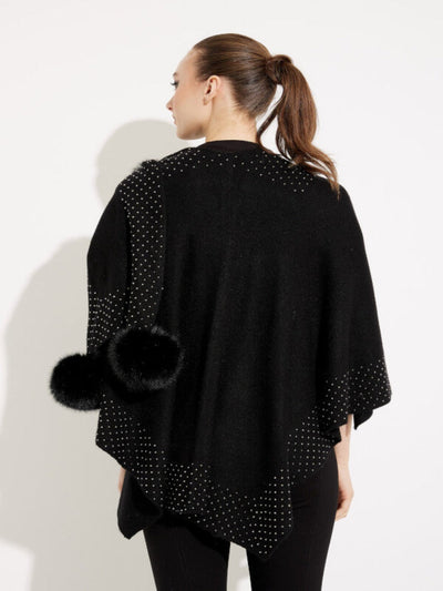 Joseph Ribkoff - Faux Fur & Glitter Poncho in Black 233939-Nicola Ross