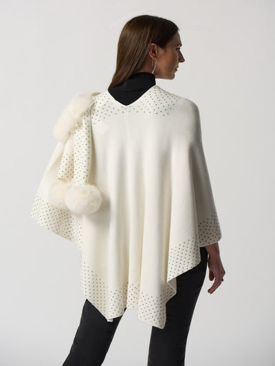 Joseph Ribkoff - Faux Fur & Glitter Poncho in White 233939-Nicola Ross