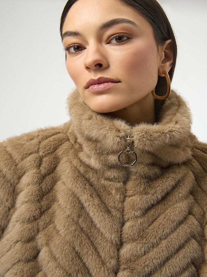 Joseph Ribkoff Faux Fur Jacket In Mink 254906-Nicola Ross