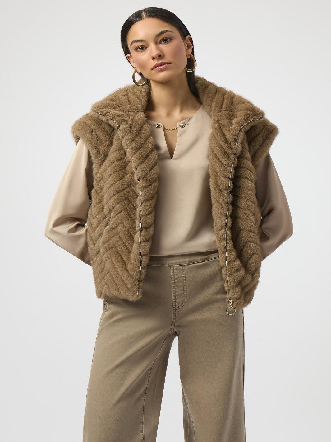 Joseph Ribkoff Faux Fur Jacket In Mink 254906-Nicola Ross