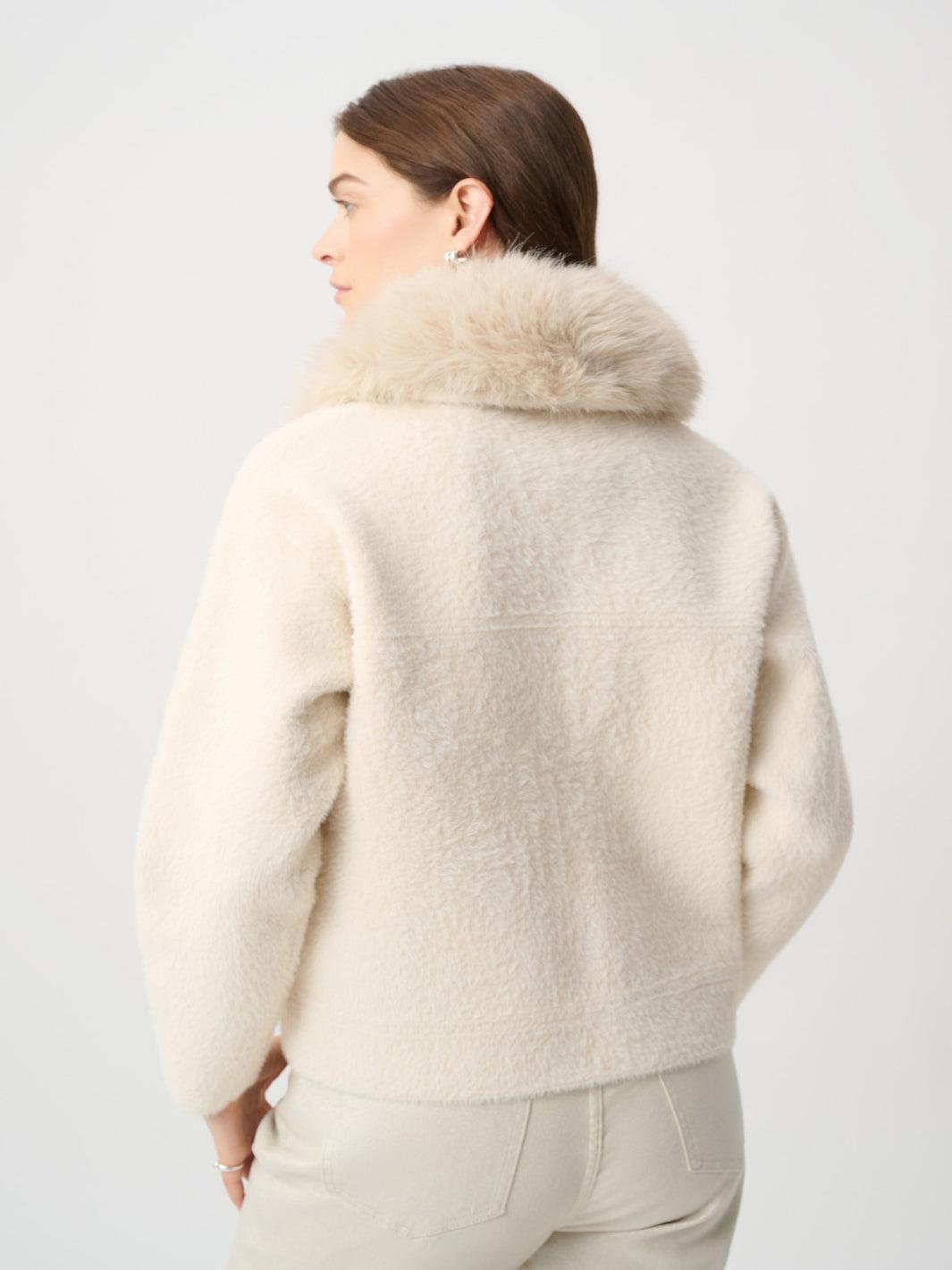 Joseph Ribkoff Faux Fur Knit Jacket In Birch 264920-Nicola Ross