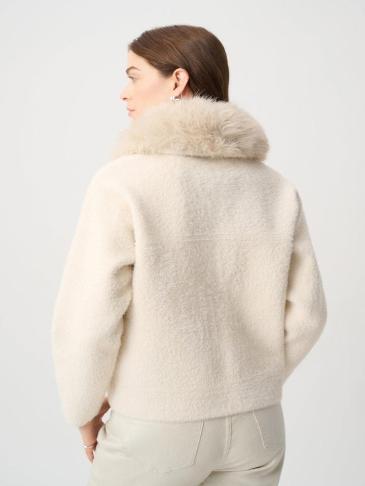 Joseph Ribkoff Faux Fur Knit Jacket In Birch 264920-Nicola Ross