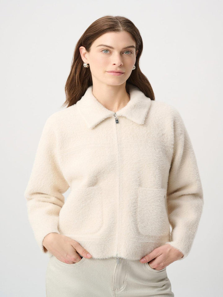 Joseph Ribkoff Faux Fur Knit Jacket In Birch 264920-Nicola Ross