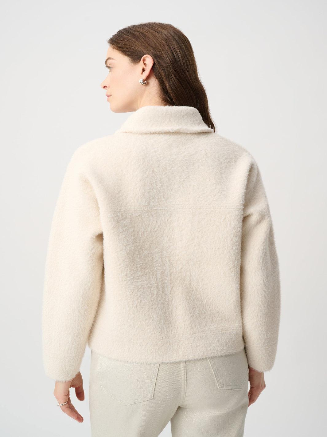 Joseph Ribkoff Faux Fur Knit Jacket In Birch 264920-Nicola Ross