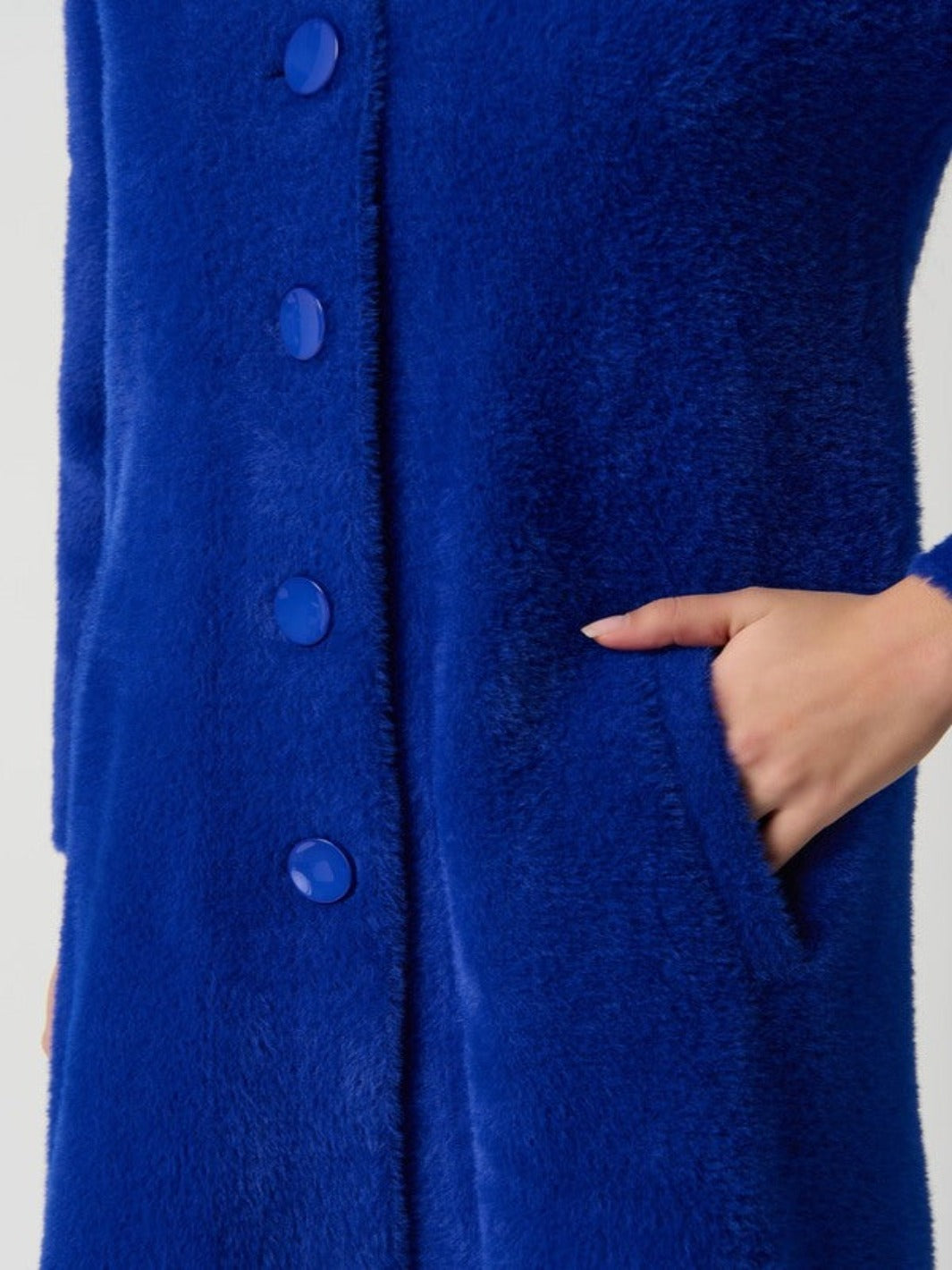 Joseph Ribkoff - Faux Fur Long Jacket in Royal Sapphie 234906-Nicola Ross