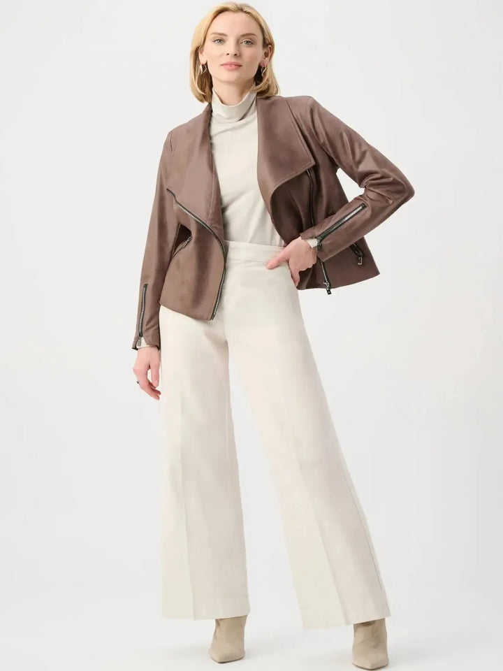 Joseph Ribkoff Faux Leather Biker Jacket In Mink 263908-Nicola Ross