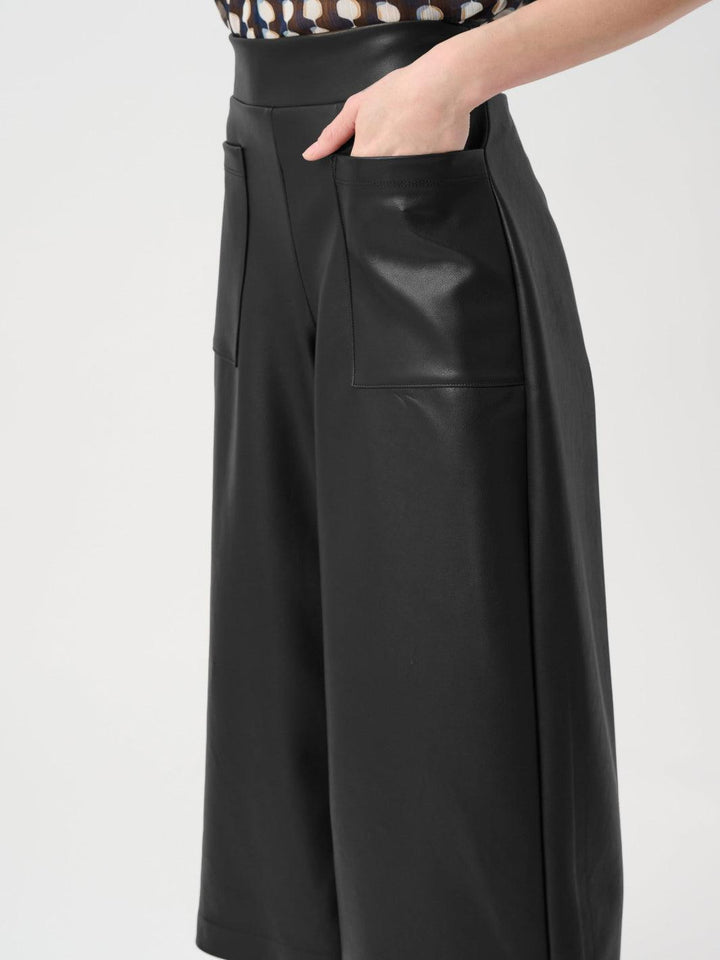 Joseph Ribkoff Faux Leather Culotte Trouser In Black 263096 -Nicola Ross