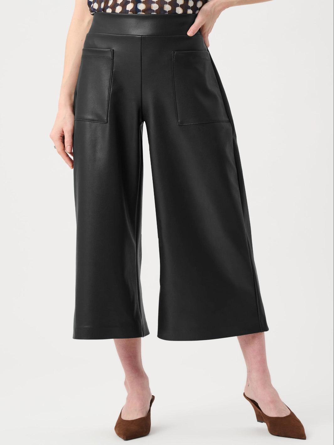 Joseph Ribkoff Faux Leather Culotte Trouser In Black 263096 -Nicola Ross