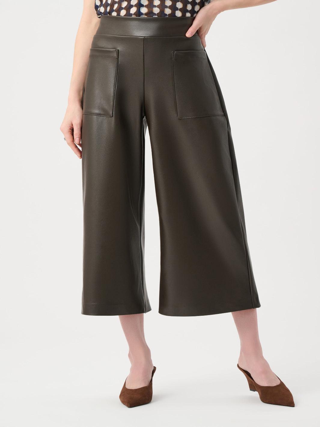 Joseph Ribkoff Faux Leather Culotte Trouser In Mocha 263096-Nicola Ross