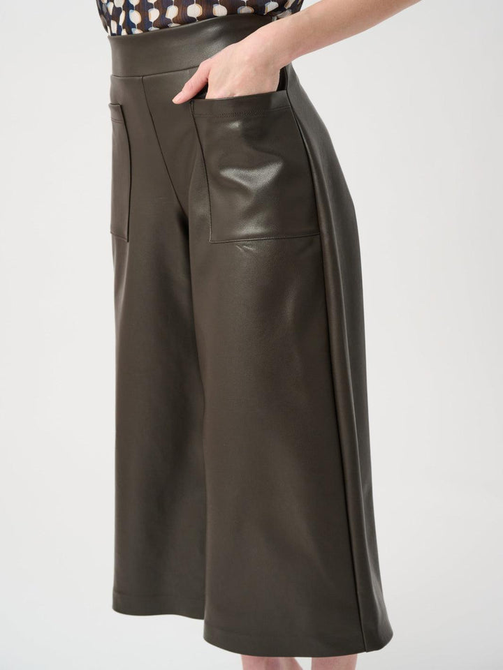 Joseph Ribkoff Faux Leather Culotte Trouser In Mocha 263096-Nicola Ross