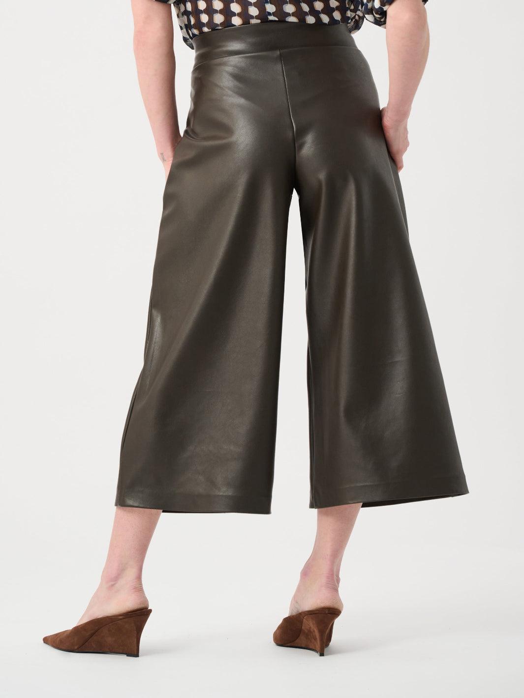Joseph Ribkoff Faux Leather Culotte Trouser In Mocha 263096-Nicola Ross