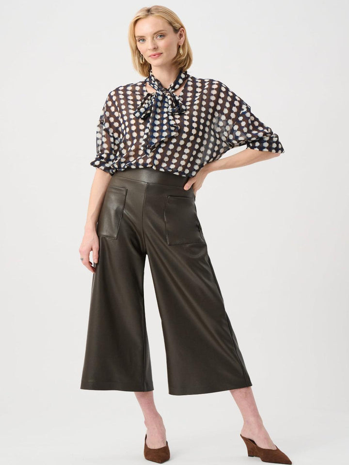 Joseph Ribkoff Faux Leather Culotte Trouser In Mocha 263096-Nicola Ross