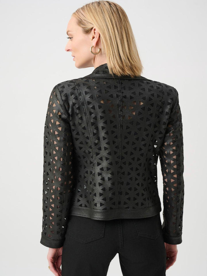 Joseph Ribkoff Faux Leather Jacket In Black 263910-Nicola Ross