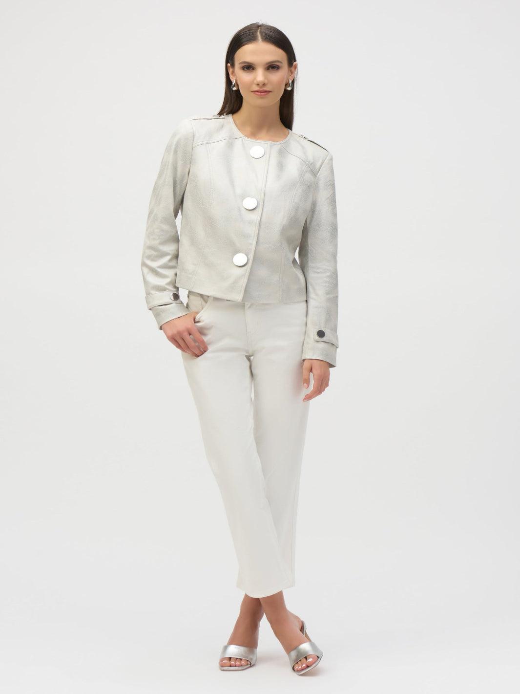 Joseph Ribkoff Faux Suede Boxy Jacket In Moonstone 252918-Nicola Ross