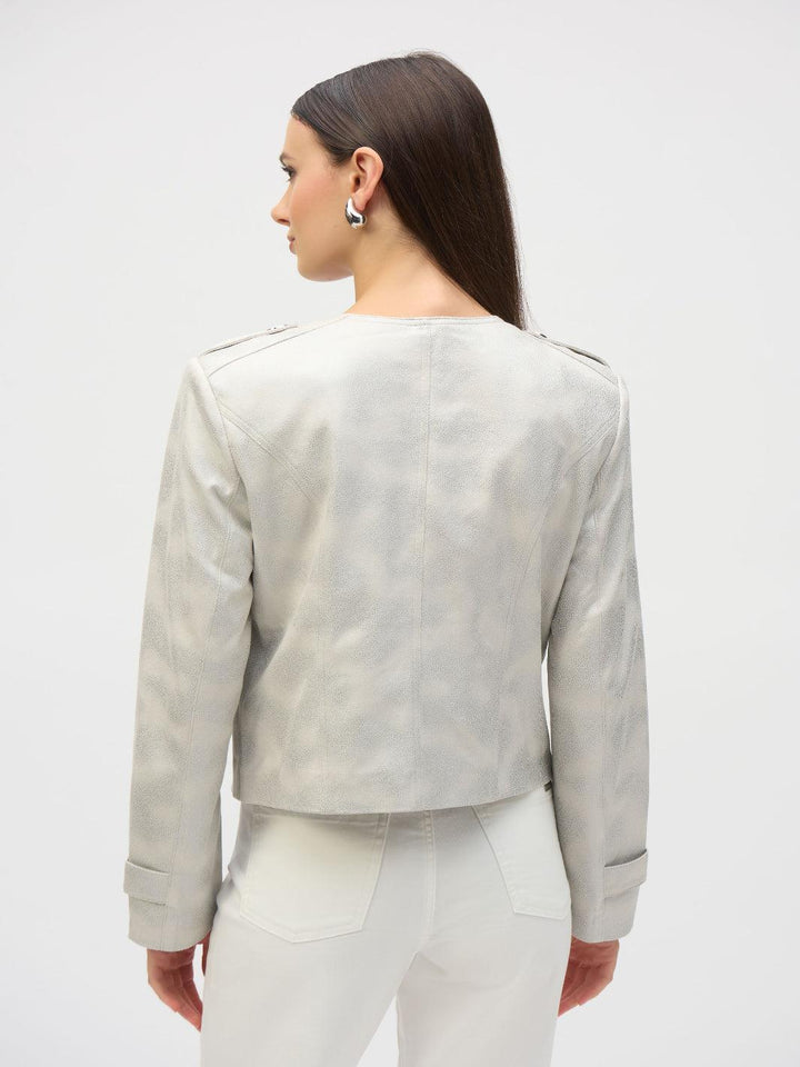 Joseph Ribkoff Faux Suede Boxy Jacket In Moonstone 252918-Nicola Ross