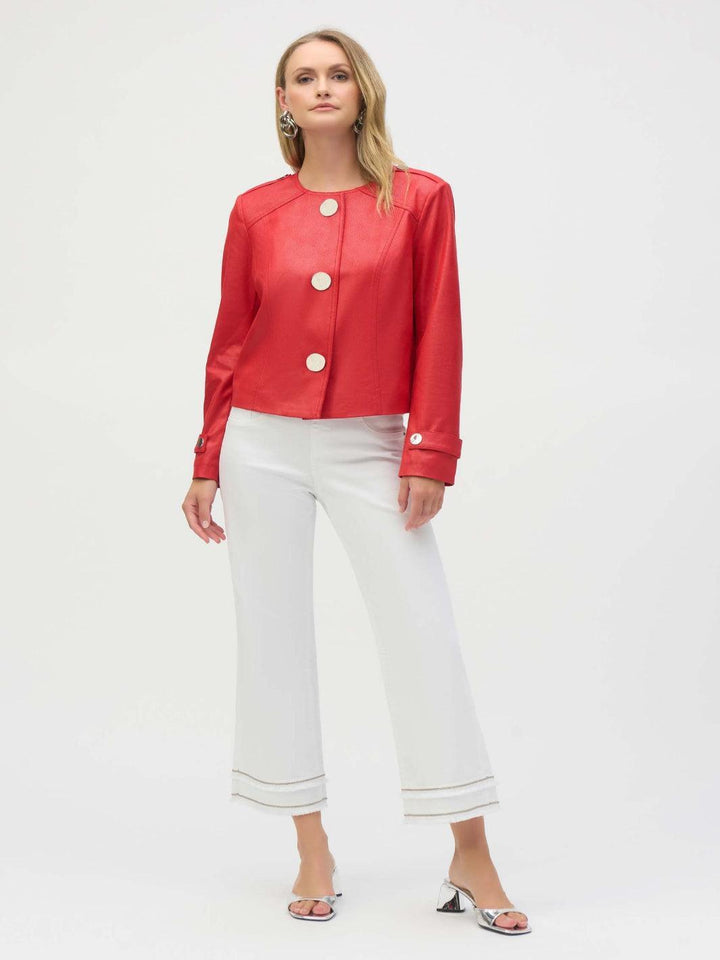 Joseph Ribkoff Faux Suede Boxy Jacket In Red 252918-Nicola Ross