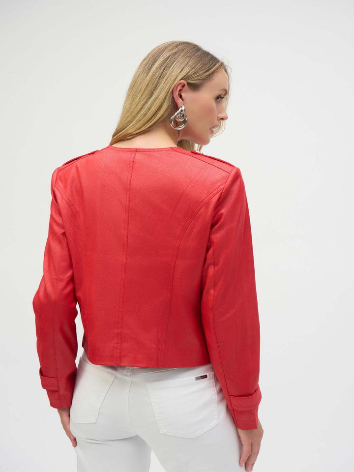 Joseph Ribkoff Faux Suede Boxy Jacket In Red 252918-Nicola Ross