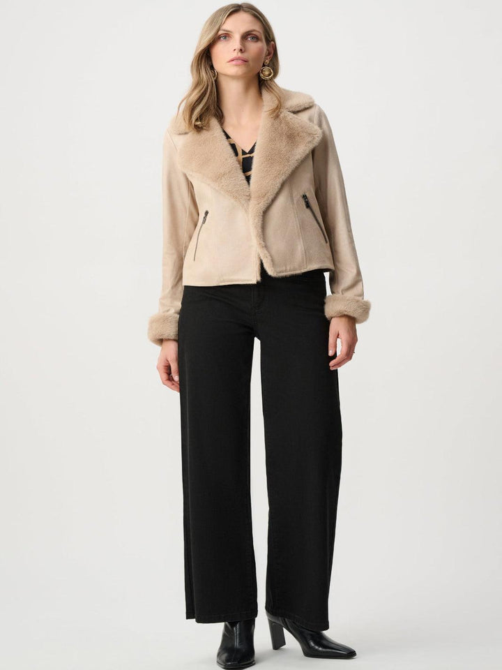 Joseph Ribkoff Faux Suede Jacket In Soft Taupe 263909-Nicola Ross