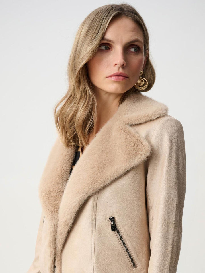 Joseph Ribkoff Faux Suede Jacket In Soft Taupe 263909-Nicola Ross