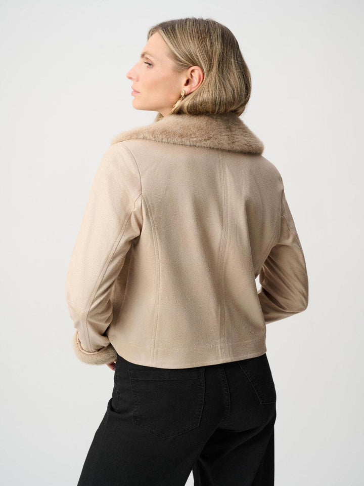Joseph Ribkoff Faux Suede Jacket In Soft Taupe 263909-Nicola Ross